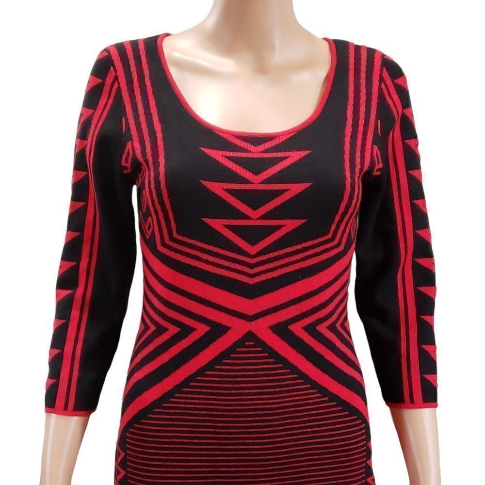 Derek Heart Red & Black Sweater Dress LARGE - Picture 4 of 16